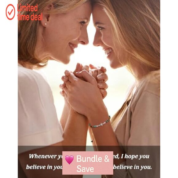 Inspirational Cross Charm Bracelet Adjustable 6.5-10" Stainless Steel - Picture 3 of 8